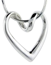 Flawless Sterling Silver Floating Heart, 13/16" X 13/16"
