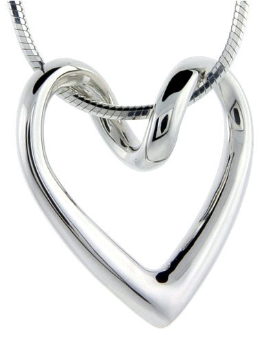 Flawless Sterling Silver Floating Heart, 13/16 X 13/16