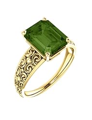 10K Yellow Gold 10.00x8.00mm Emerald Cut Green Tourmaline Ring -- LIFETIME WARRANTY