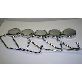 5 Mirror Purse Hooks w/Black Carrying Pouches! Hold 25LBS+