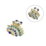 Crystalmood Girls Czech Blue Rhinestone Peacock Mini Hair Claw