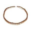 Orchira Chocolate near round 7-8mm knotted pearl necklace with sterling silver lobster clasp with matching silver Earrings studs