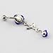 316L Surgical Steel 14G Lovely Purple Doubling Metal Rose Flower Dangle Navel Ring Belly Bar Button