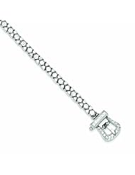 Genuine .925 Sterling Silver Cz Belt Shaped Bracelet 22.7 Grams . 100% Satisfaction Guaranteed.
