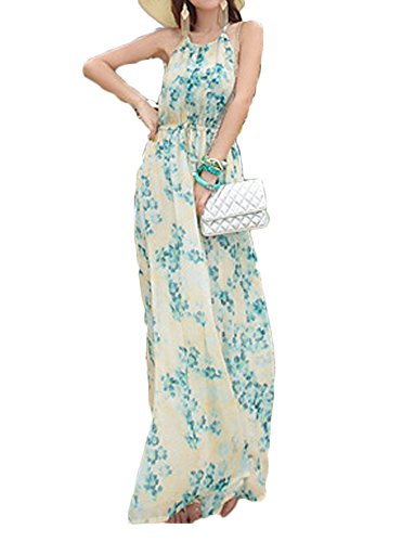 (ディーコッテ)D'Kotte レディース 春 ワンピース ワンピ ロング丈 マキシ ホルターネック シフォン 花柄 リゾート ビーチ ドレス neaa186