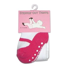 Fuchsia Mary Jane Toddler Tights 6-12 months with anti-slip soles