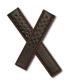 Black/Red Sports perforated leather strap to fit TAG Heuer Carrera models with 19/18 mm straps.