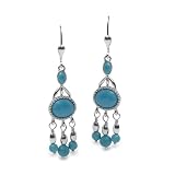 Kingman Teal Blue Turquoise Chandelier Earrings
