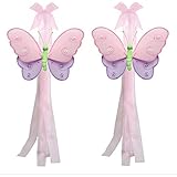 Butterfly Curtain Tiebacks Pink Purple Lavender Green Hailey Nylon Butterflies Pair Set Decorations Window Treatment Holdback Sheer Drapes Holder Drapery Tie Back Baby Nursery Bedroom Girl Room Home
