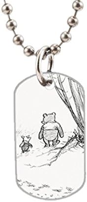 Cartoon Winnie the Pooh Bear design custom Big Size Oval Dog Tag，Silver animal tags，useful as key chain, luggage tag.