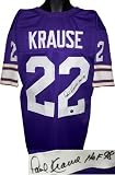Paul Krause Autographed/Hand Signed Minnesota Vikings Purple Prostyle Jersey HOF 98