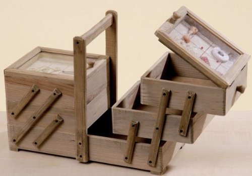 NÄHKASTEN MIT TRAGEGRIFF HOLZ BOX LANDHAUS NÄHKÄSTCHEN - INKL. HOLZSCHILD SCHUTZENGEL