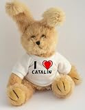 Plush Bunny with I Love Catalin T-shirt