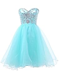 Strapless Cocktail Beaded Lace-Up Sweetheart Acrylic/Organza/Satin   Ball Gown Homecoming Dress/Party Dress/Mini Dress 
