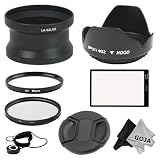 Essential Accessory Kit for PANASONIC Lumix DMC-LX5 - Includes: 52MM Aluminum Lens Adapter Tube + Tulip Flower Lens Hood + UV and CPL Filters + LX5 Glass LCD Screen Protector + Center Pinch Lens Cap + Lens Cap Keeper Holder + 2 Premium Goja Microfiber Cleaning Cloths