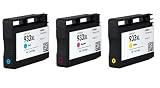 Remanufactured HP 933XL Cyan Magenta Yellow Printer Ink Cartridges For use with HP Officejet 6700 Premium e-All-In-One by Rocket Office