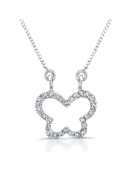 Victoria Kay 14k White Gold Diamond Butterfly Necklace (1/10cttw, JK, I2-I3), 16"