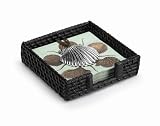 Rattan Cocktail Napkin Holder Set with Shell