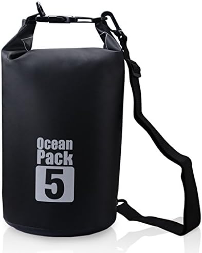 XJCGS Lightweight Waterproof Dry Bag for Boating, Kayaking, Fishing, Beach, Swimming and Snowboarding with Shoulder Strap (black)