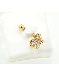 14K Yellow Gold CZ Butterfly Belly Button Pin