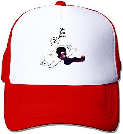 Hotboy19 We Three Bears Breathable Cap Hats Meshback Adjustable 1 Size Red