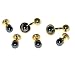 Joseph Abboud Black Tie Hematite Black Pearl Stone with Gold Disk Trim Cufflink and Stud set