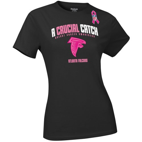 Reebok Atlanta Falcons Ladies The Crucial Catch Too T-Shirt - Black (Large)