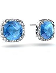 Genuine Blue Topaz 14kt White Gold Earrings