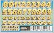 Pinecar Yellow Numbers Dry Transfer Decal