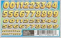 Pinecar Yellow Numbers Dry Transfer Decal