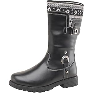 Norvic Girls Katia Boots Black - Black/Grey/Off White - 33 UK 1 EUR 33