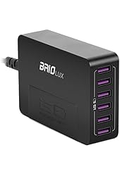 Sentey 6-port 50w 2.4amp USB Charger Charging Station Full Smart Ports Auto Detect Technology Fasting Charge and Safety Ls-2225 Black Rubber Finish Charging Hub Multi port USB Charger Wall and Travel Charger for Apple Iphone 4-5-6 / 6 Plus, Ipad Air 2 / Mini 3, Samsung Galaxy S6 / S6 Edge and More- Retail Packaging-(black) Included Free Travel Pouch Protection Bag