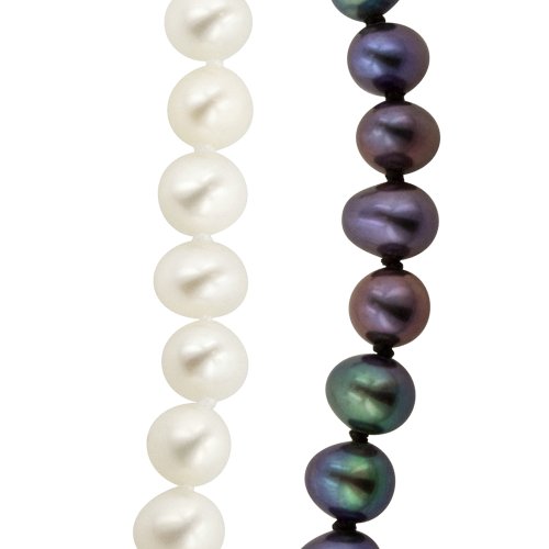14k White or Yellow Gold 7-7.5mm White or Black Akoya Cultured Pearl Necklace