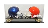 Seattle Seahawks Double Mini Helmet with Gold Risers Display - Autographed NFL Mini Helmets