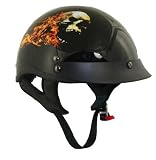 DOT Flaming Skulls Glossy Black Half Helmet