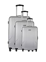 PLATINIUM Set de 3 trolleys rígidos (Plata)