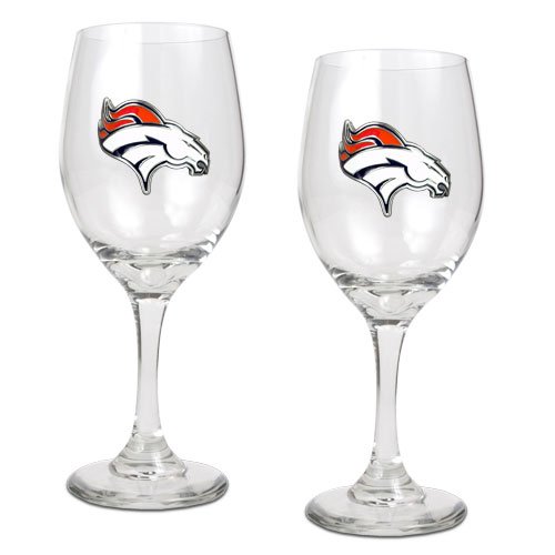 (BSS) - Great American Products - Denver Broncos NFL 2pc Wine Glass Set - Primary Logo
