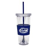 NCAA Florida Gators 22 Ounce Insulated Tumbler with Rubber Sleeve and Stir Straw