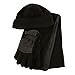 Men's Winter Fleece Hat Scarf Gloves Set Black