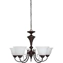 Globe 6189701 Java Five-Light Chandelier, Crimson Coffee Finish with Alabaster Glass Globes