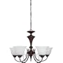 Globe 6189701 Java Five-Light Chandelier, Crimson Coffee Finish with Alabaster Glass Globes