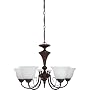 Globe 6189701 Java Five-Light Chandelier, Crimson Coffee Finish with Alabaster Glass Globes