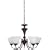 Globe 6189701 Java Five-Light Chandelier, Crimson Coffee Finish with Alabaster Glass Globes