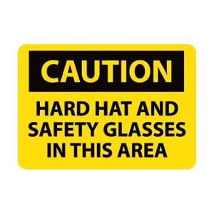 C504RB - Caution Hard Hat and Safety Glasses In This Area 10" X 14" .050" Rigid Plastic