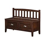 Simpli Home Burlington Entryway Storage Bench with Drawers, Espresso Brown