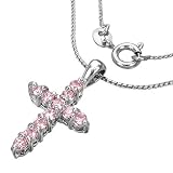 Pink Cross Necklace with CZ Including Necklace