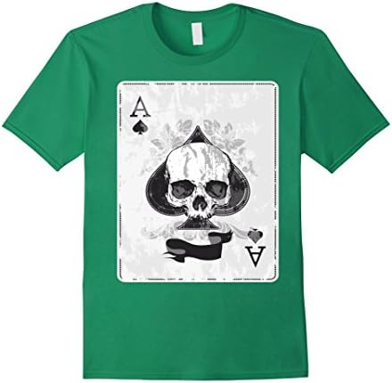 Men's SKULL HEAD ACE OF SPADES MEN'S UNISEX 100% COTTON TEE SHIRT Medium Kelly Green