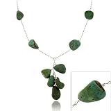 Sterling Silver Genuine Turquoise Stone Y Chain Cluster Necklace