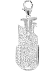 14K White Gold Diamond Golf Bag Charm