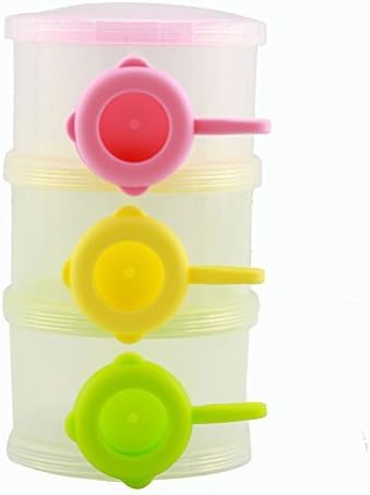Babykings Three Layer No-Spill Baby Powder Formula Dispenser and Snack Cup Portable Travel Container Bottle Storage colorful